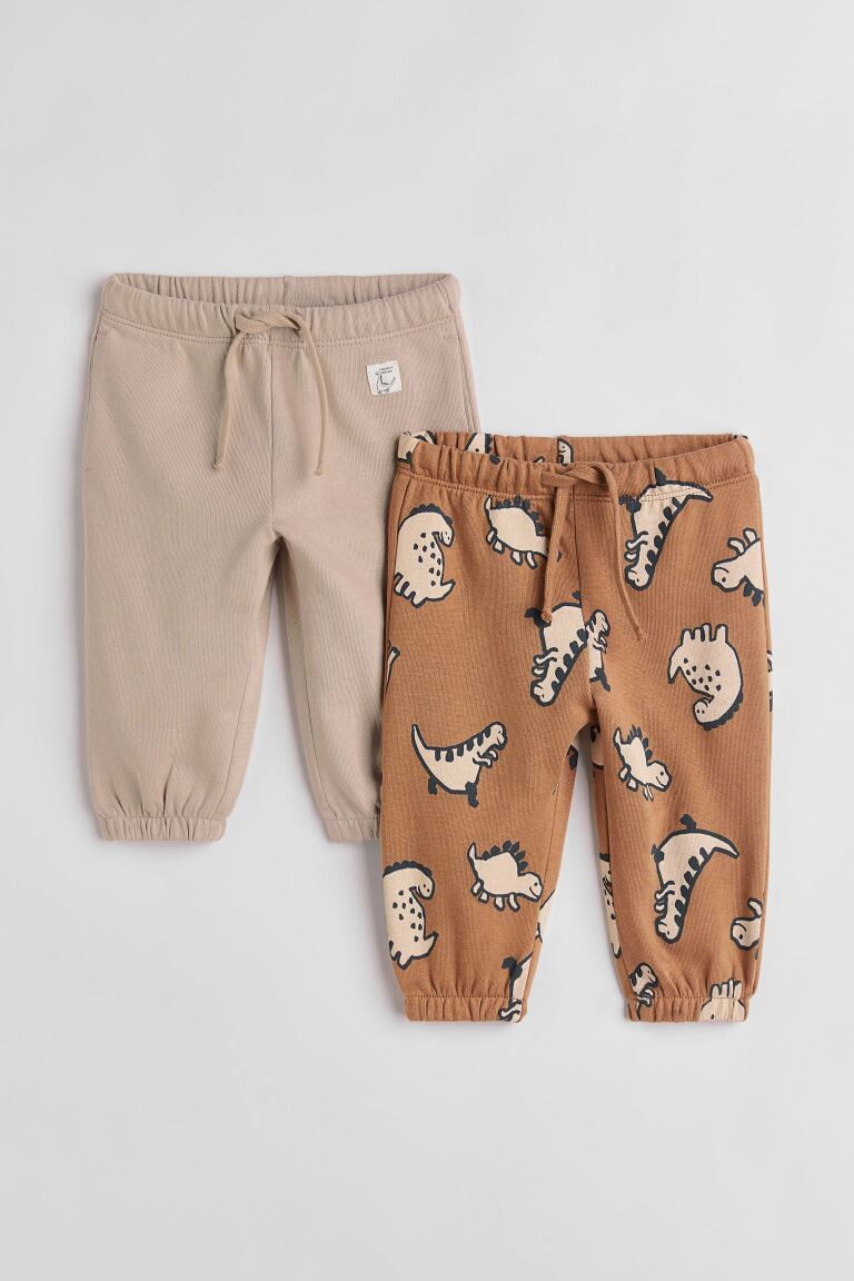 

2 пары хлопковых джоггеров H&M, браун/динозавры