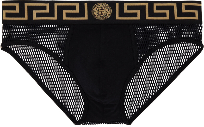 

Черные трусы с каймой Greca Versace Underwear