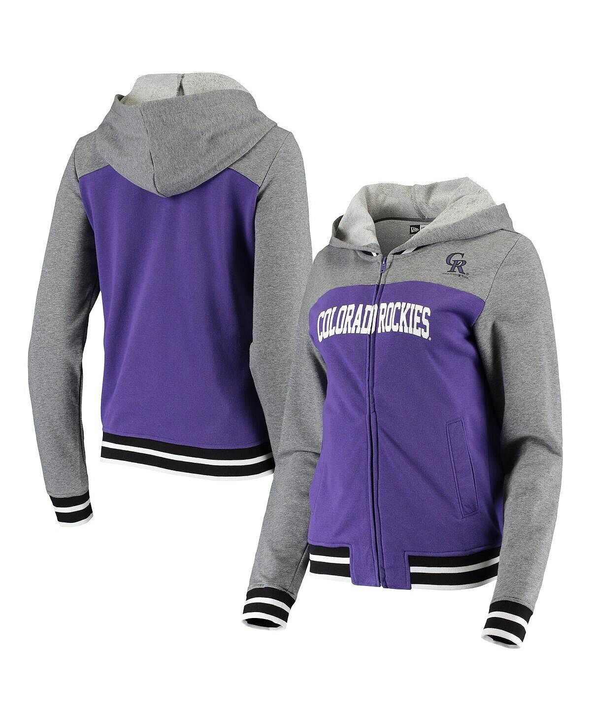 

Женская фиолетовая толстовка с молнией во всю длину Colorado Rockies French Terry Varsity New Era