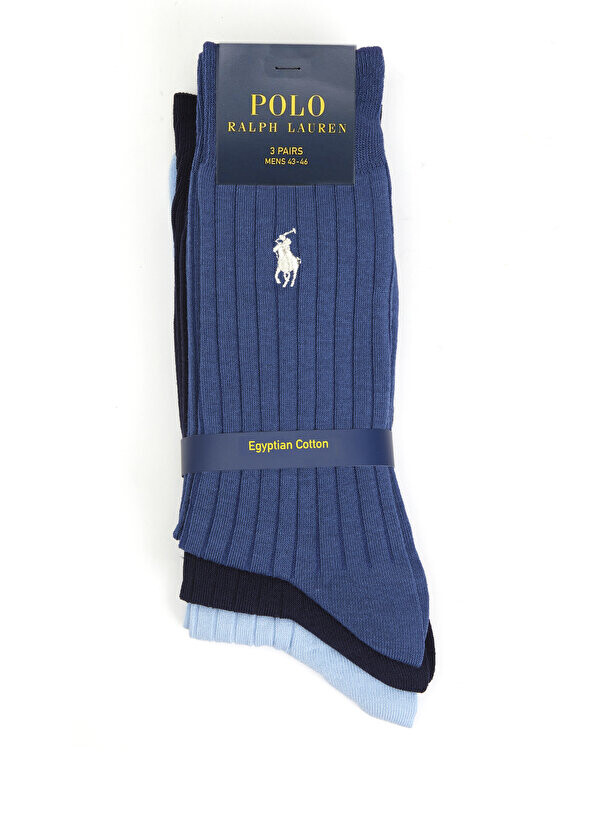 

Синие мужские носки-тройки с логотипом Polo Ralph Lauren