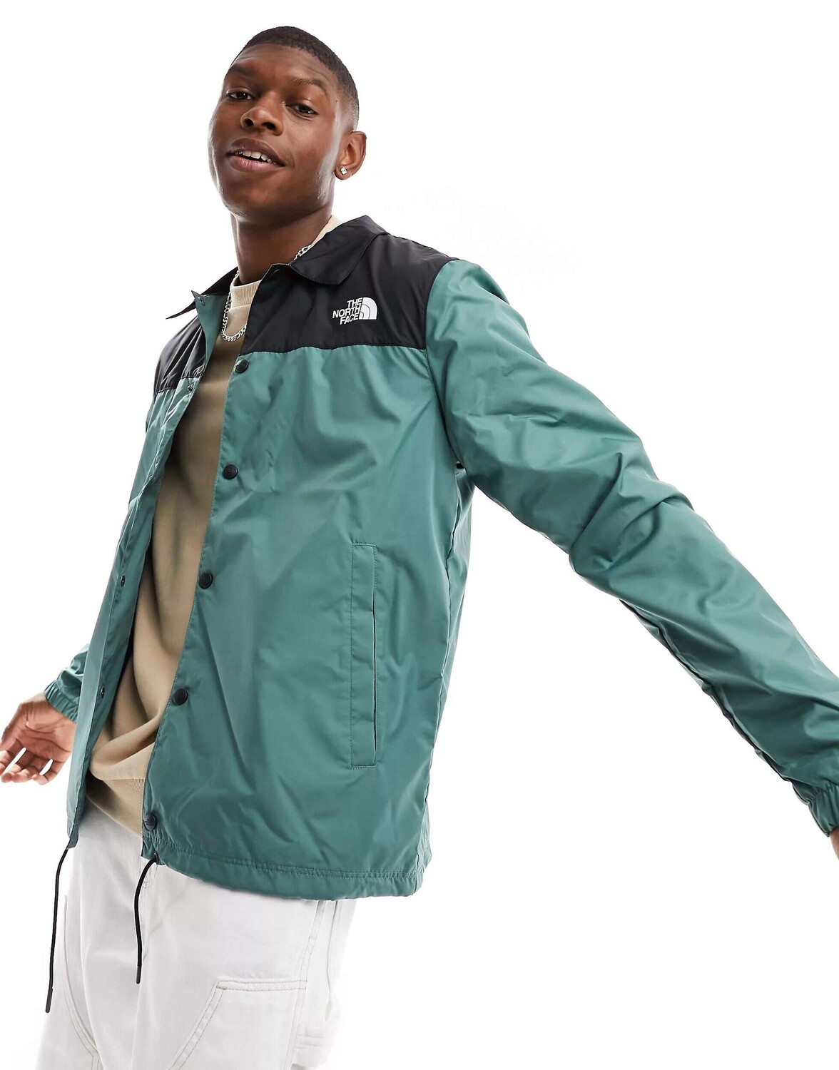 

Водоотталкивающая зеленая и черная спортивная куртка The North Face, Черный