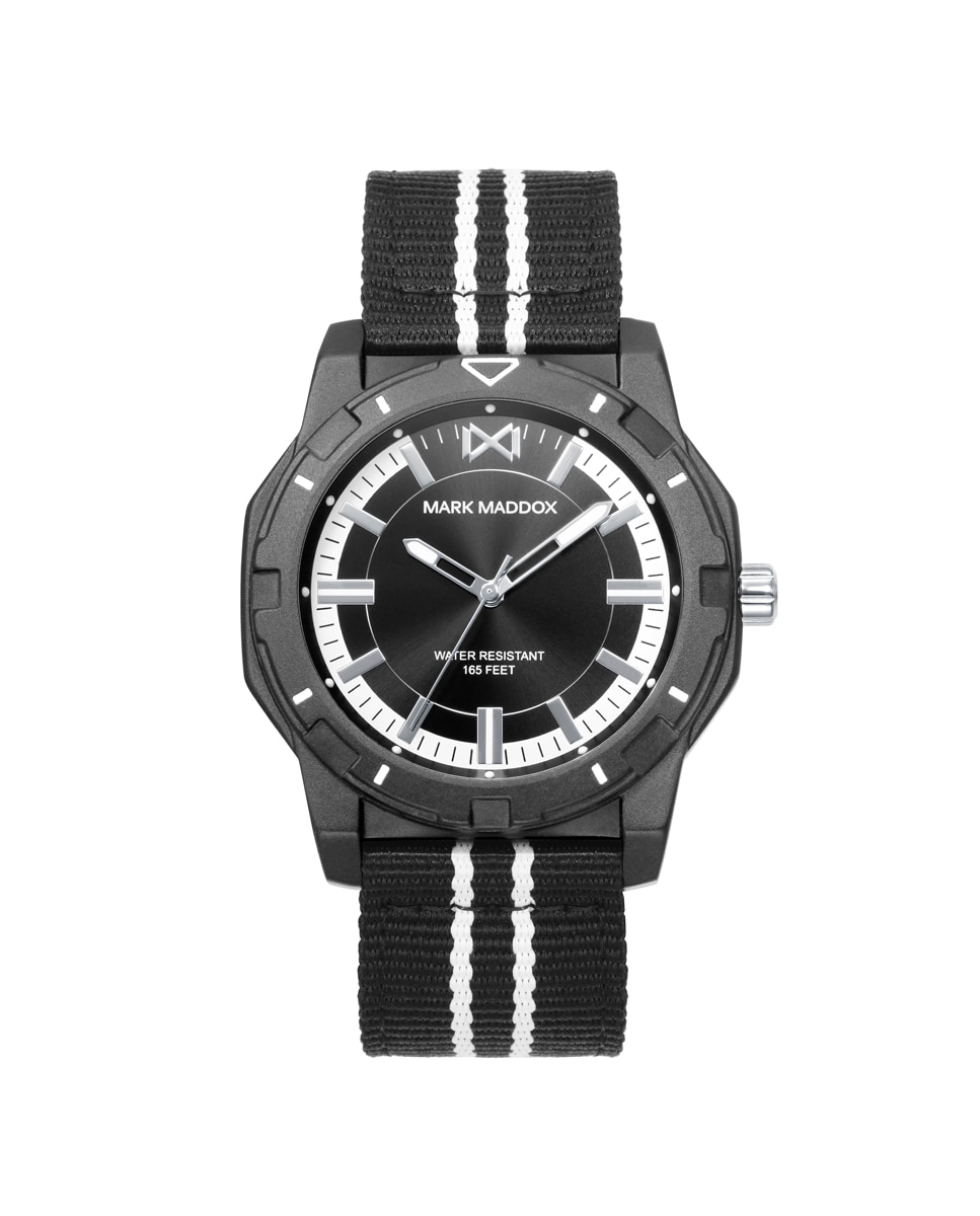 Мужские часы Mission, алюминиевый корпус, черный нейлоновый ремешок Mark Maddox, черный умные часы garmin vivomove style с плетеным нейлоновым черным ремешком графитовый