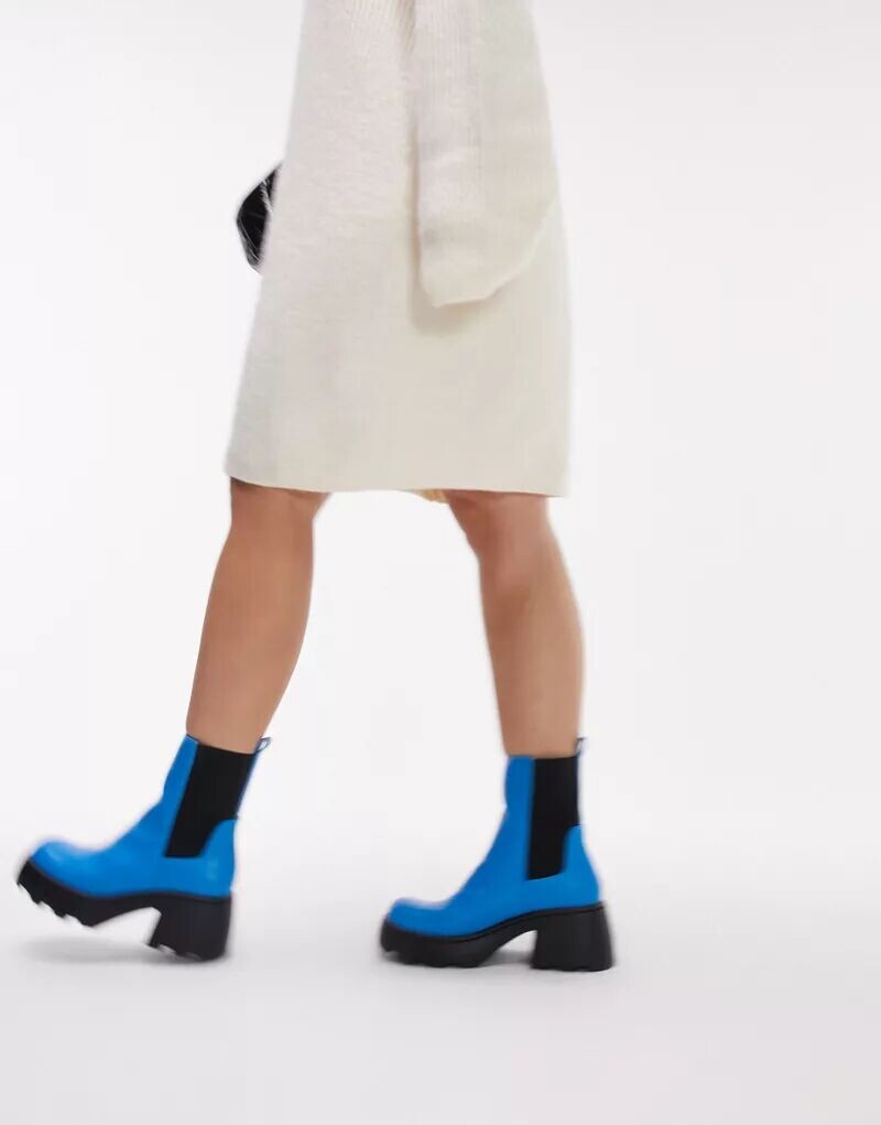 

Синие массивные ботинки челси широкого кроя Topshop Margot, Серый