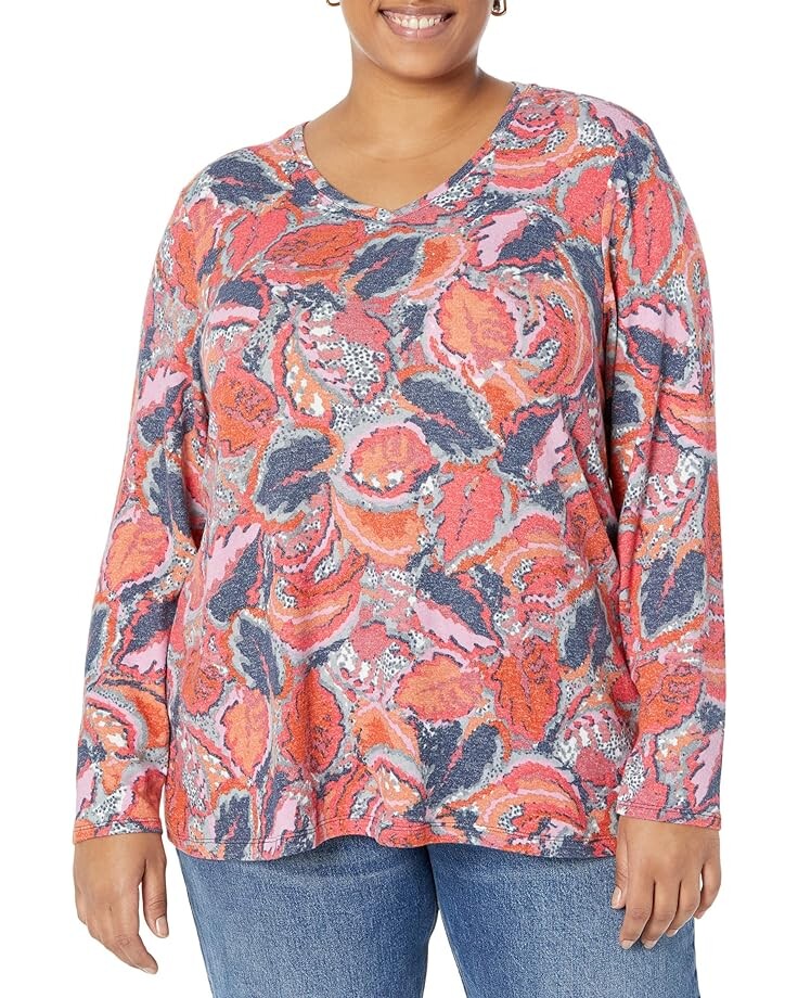 

Футболка NIC+ZOE Plus Size Sweet Dreams Tropics V, розовый