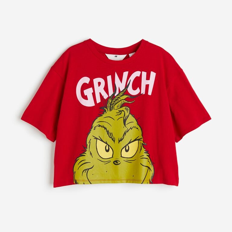 Футболка H&M x The Grinch Oversized Printed, красный костюм гринча vip 2 m