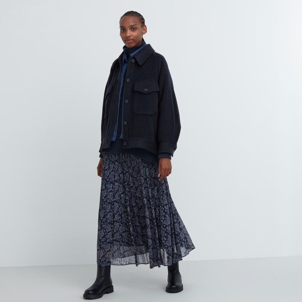 

Юбка Uniqlo Chiffon Pleated, синий