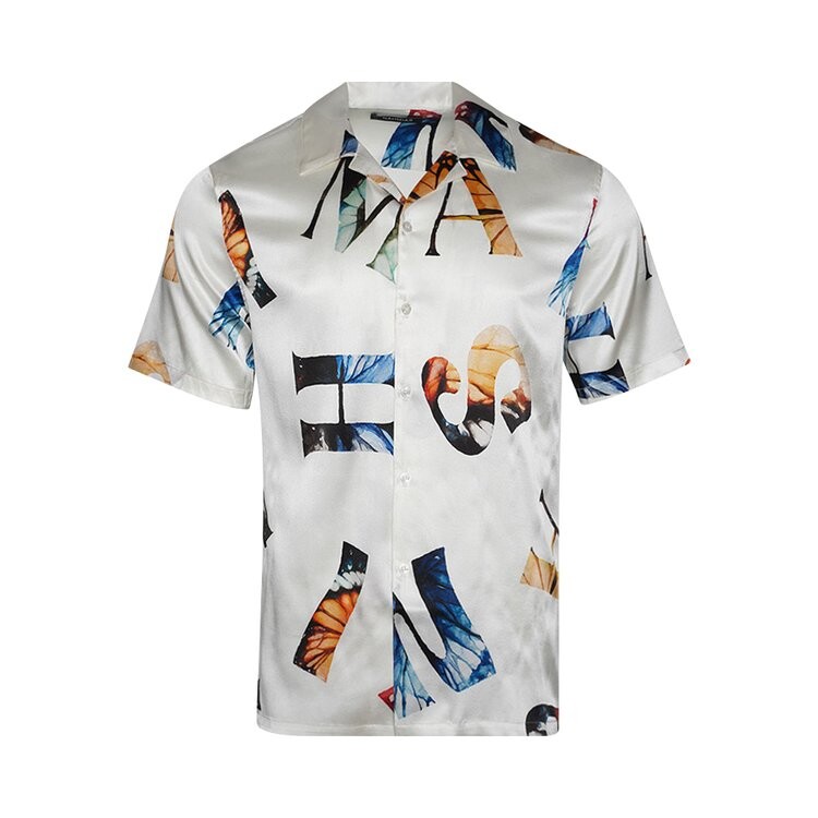 

Футболка Nahmias Alphabet Silk Short-Sleeve Button Down 'White', белый