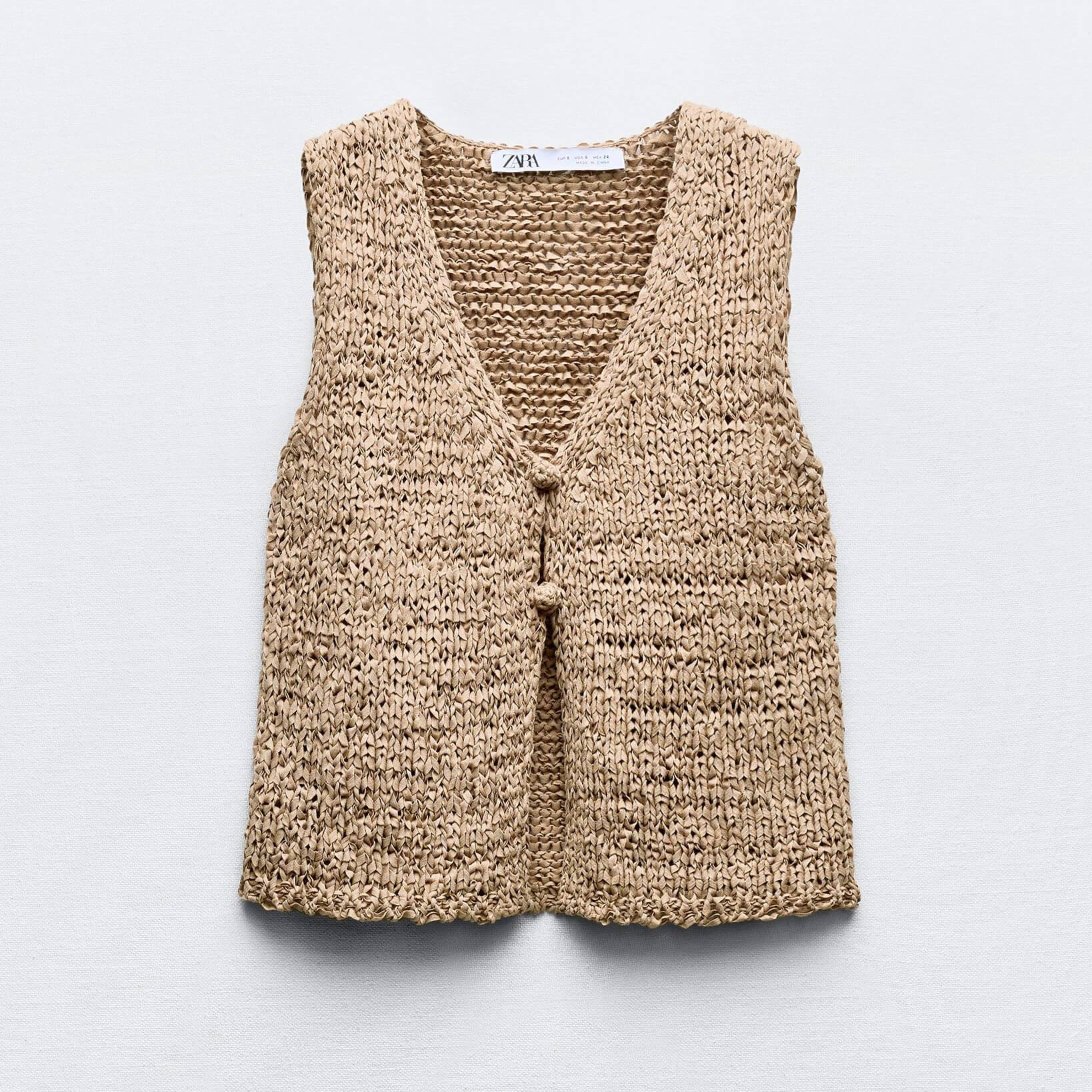 Жилет Zara Rustic Knit, светло-коричневый