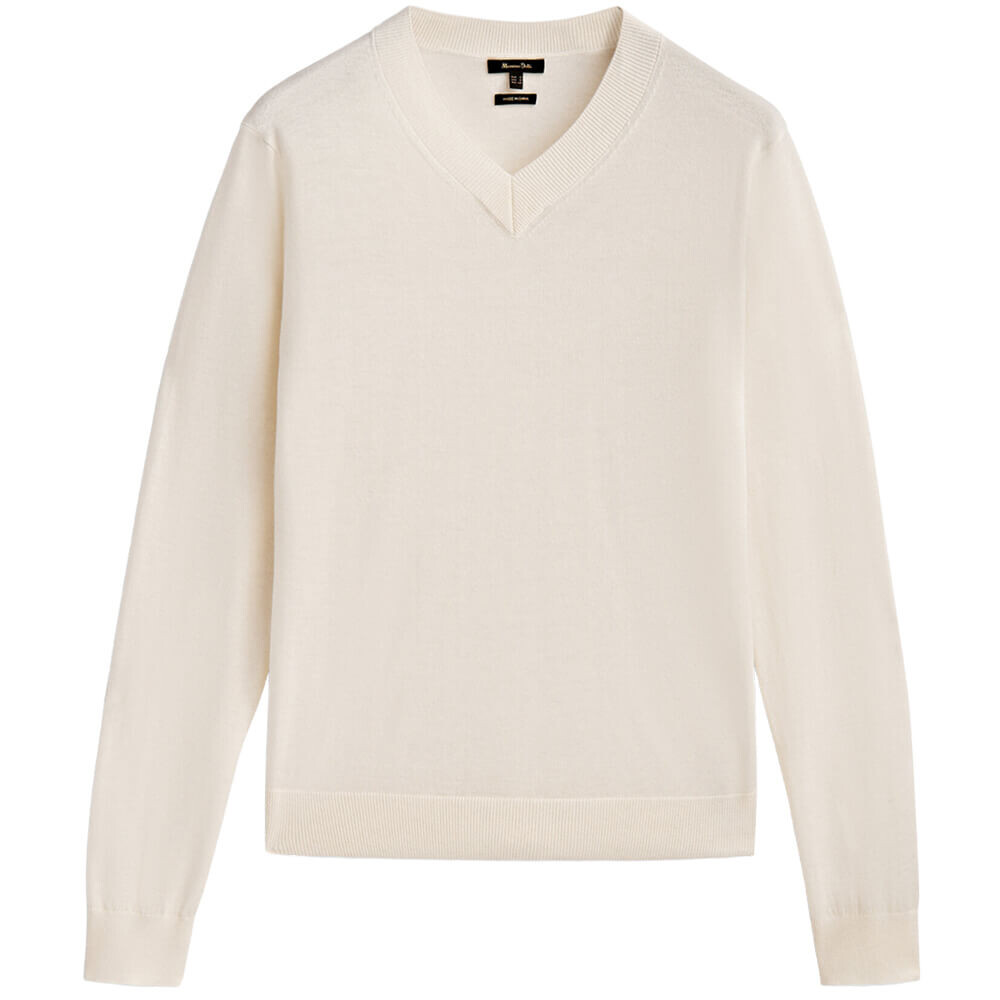

Свитер Massimo Dutti Wool And Cashmere V-neck, кремовый