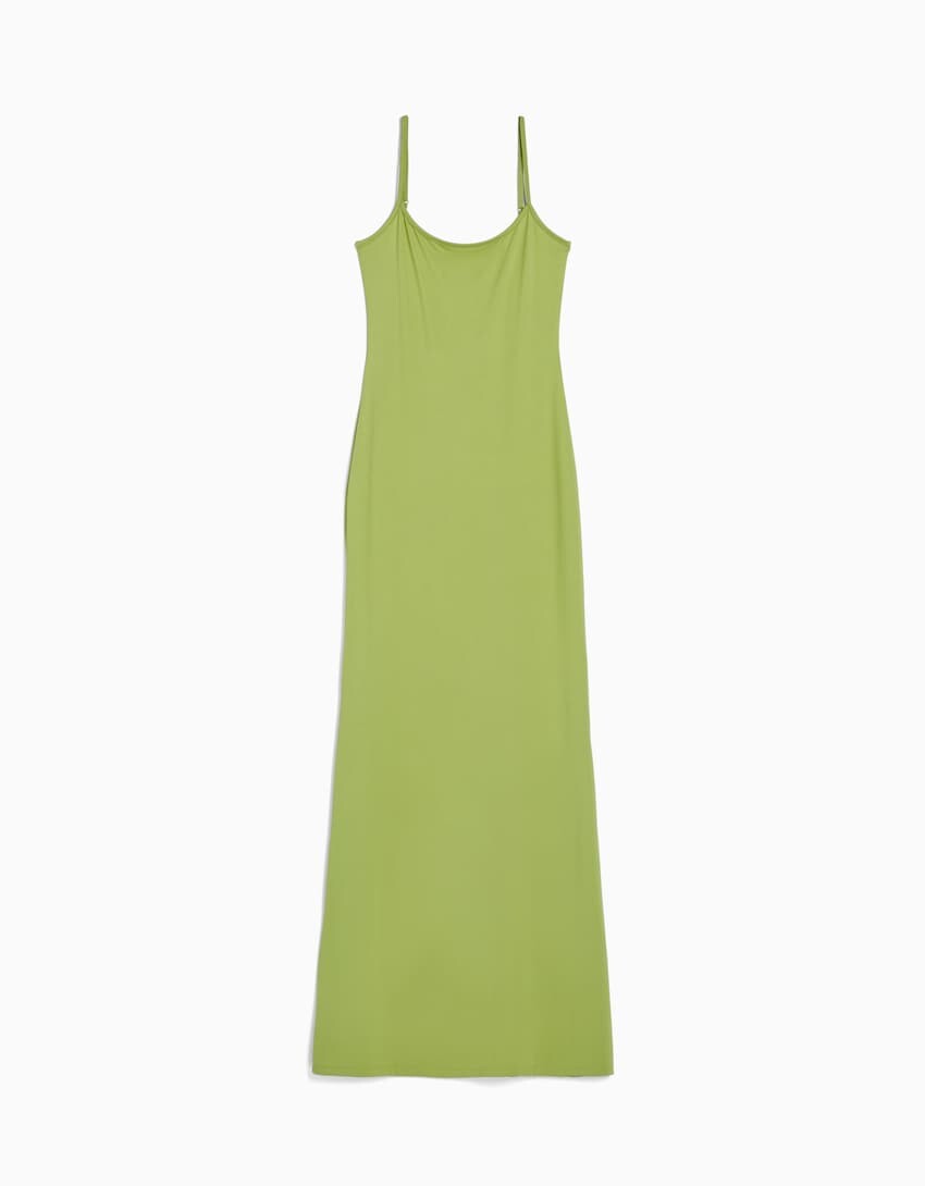 

Платье-макси Bershka Fitted Strappy, зеленый