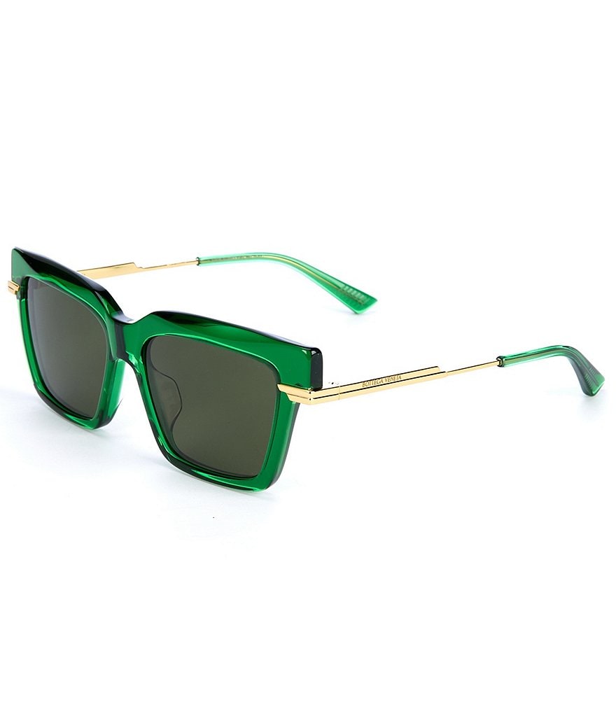 Bottega Veneta Женские квадратные солнцезащитные очки BV1242S 53 мм, зеленый