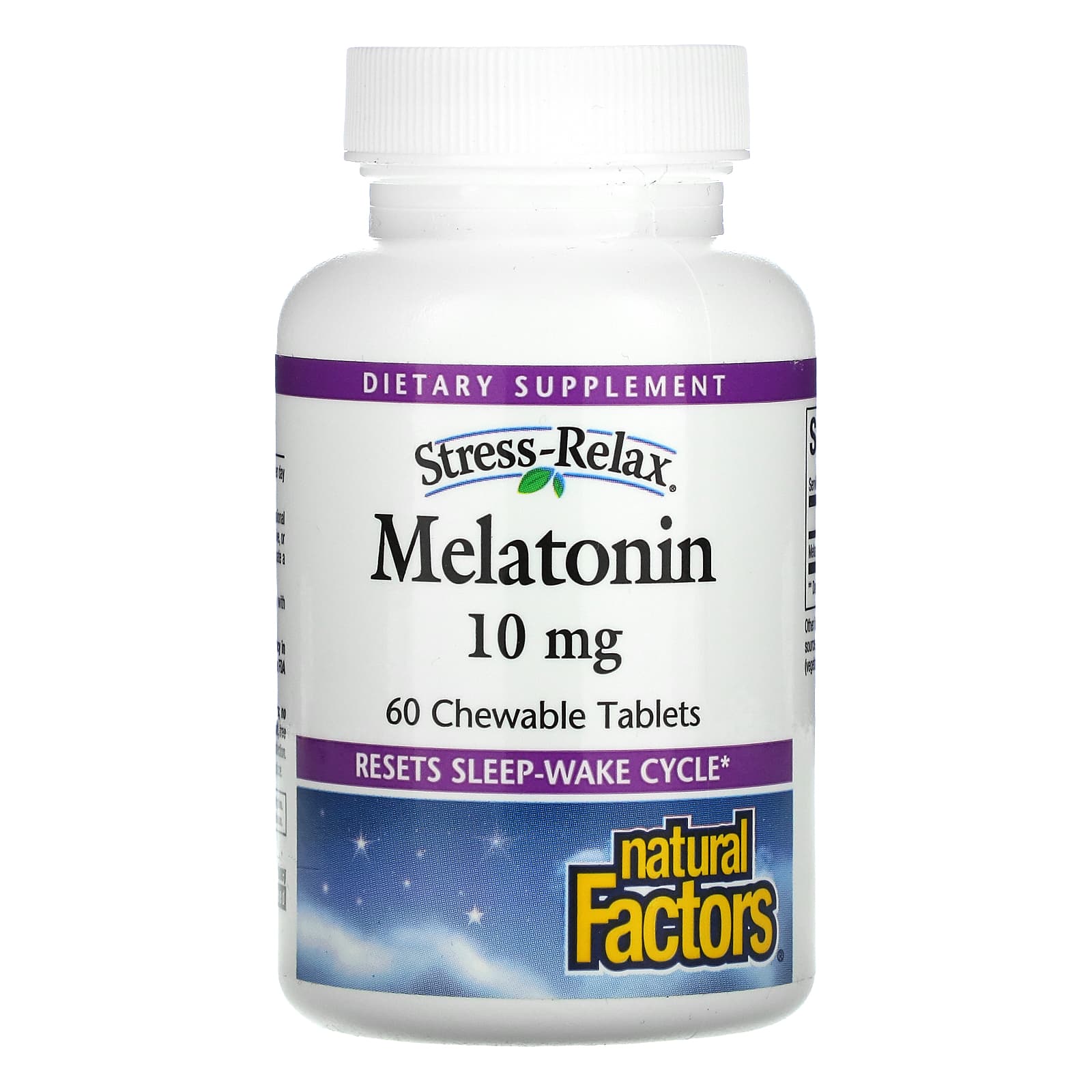 Мелатонин Natural Factors, 60 жевательных таблеток natural factors stress relax мелатонин 10 мг 60 жевательных таблеток