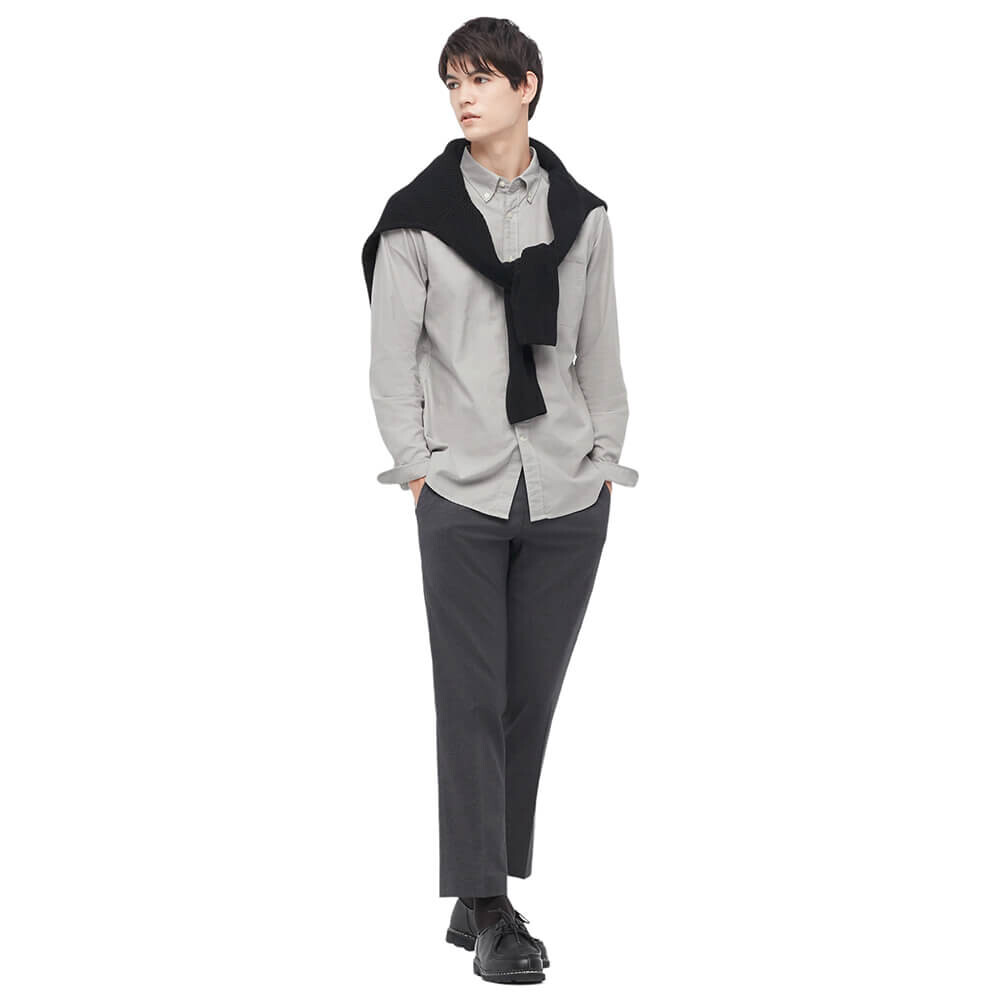 

Рубашка Uniqlo Slim Fit oxford, серый