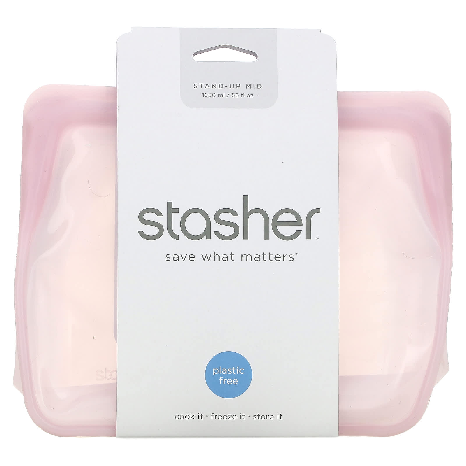 Контейнер Stasher Stand-Up Mid, розовый, 1650 мл stasher stand up bag серый 1 7 л 56 жидк унций