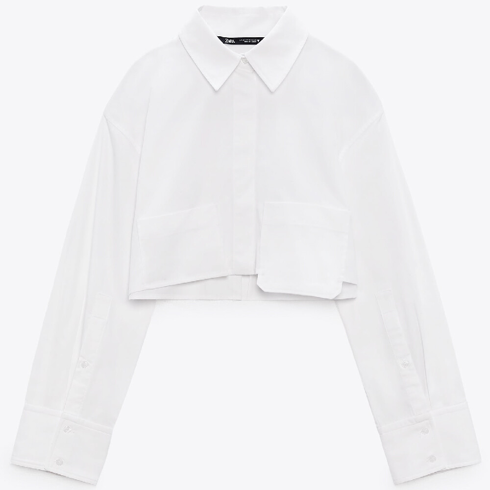

Рубашка Zara Cropped Poplin, белый