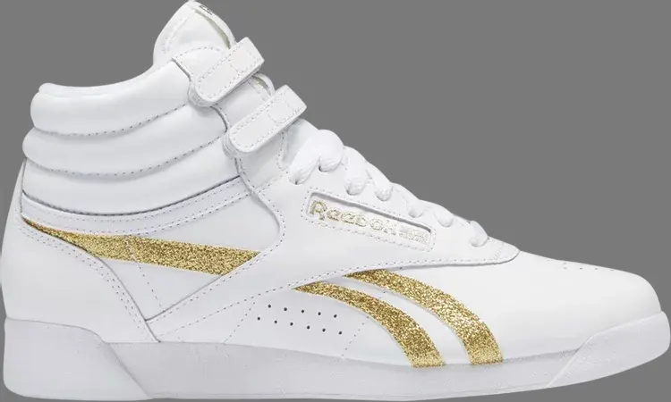 

Кроссовки wmns freestyle high 'white gold metallic glitter' Reebok, белый