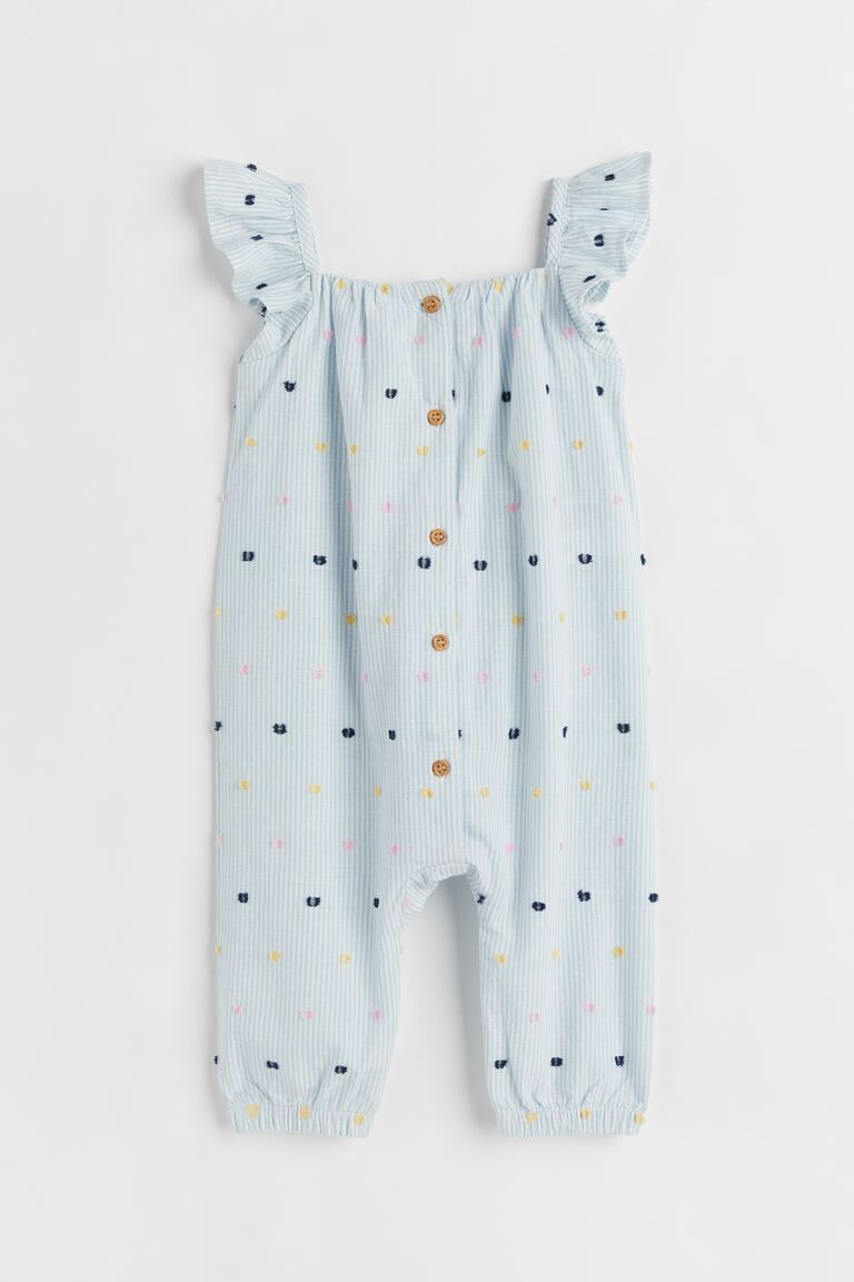 

Хлопковый комбинезон H&M, голубой/полосатый