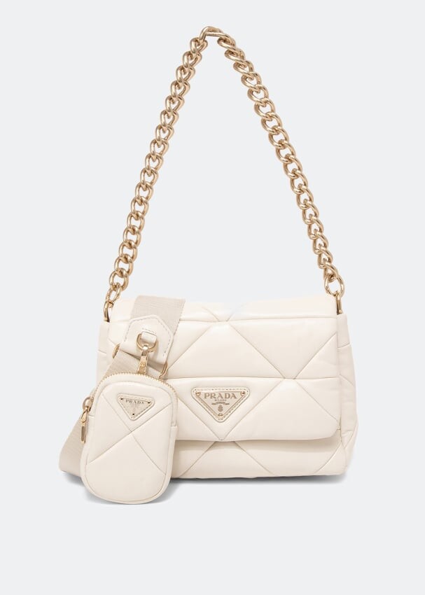 

Сумка PRADA System leather shoulder bag, белый