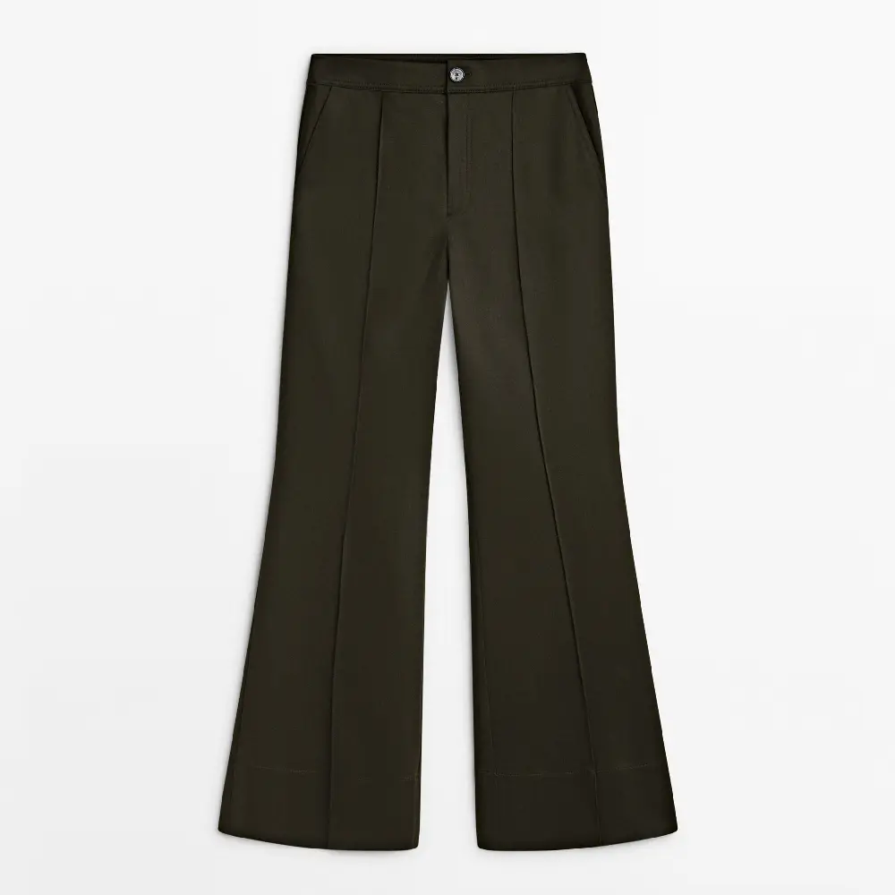 

Брюки Massimo Dutti Flared With Central Seam, хаки