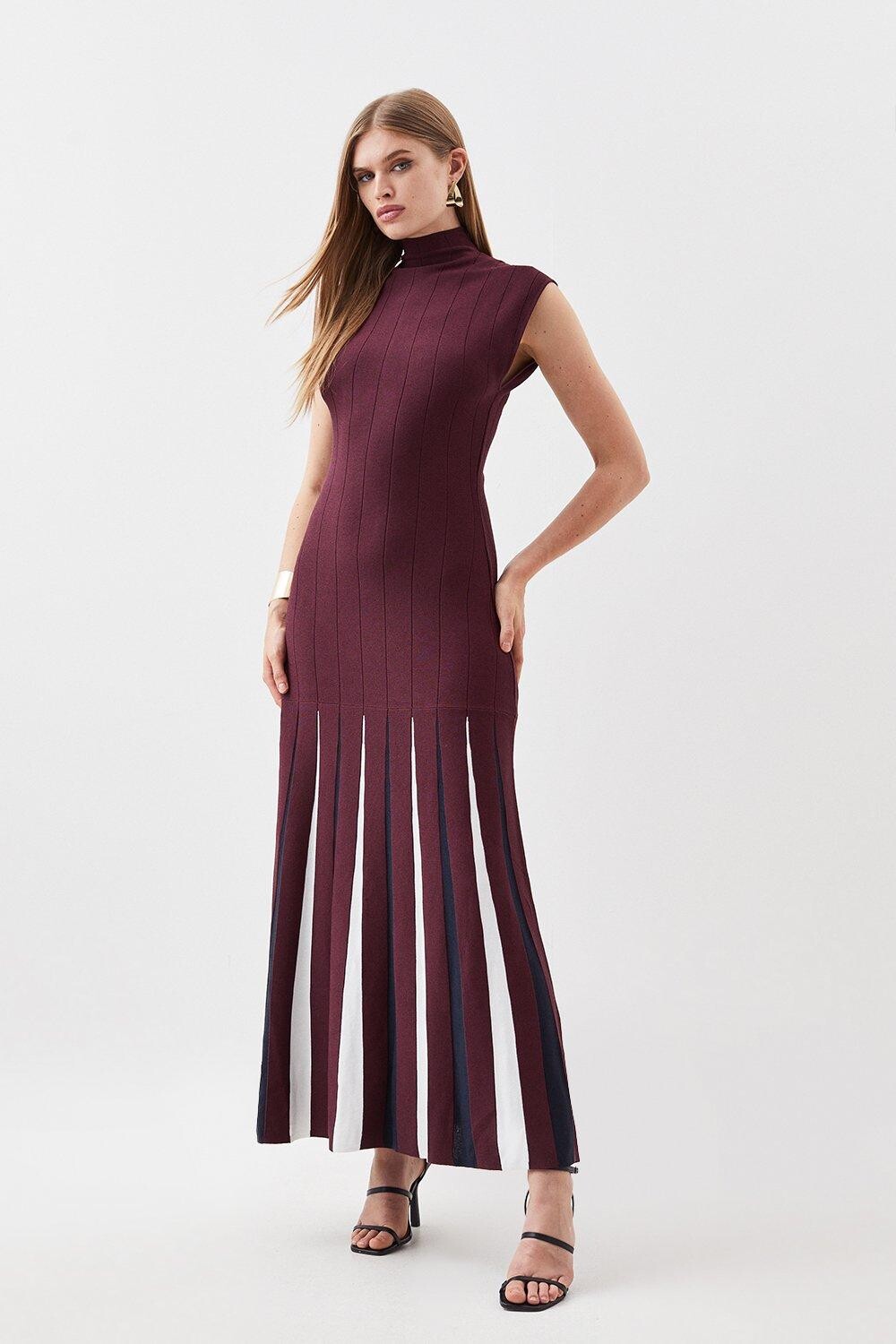 

Жаккардовое платье мидакси со складками Karen Millen, красный