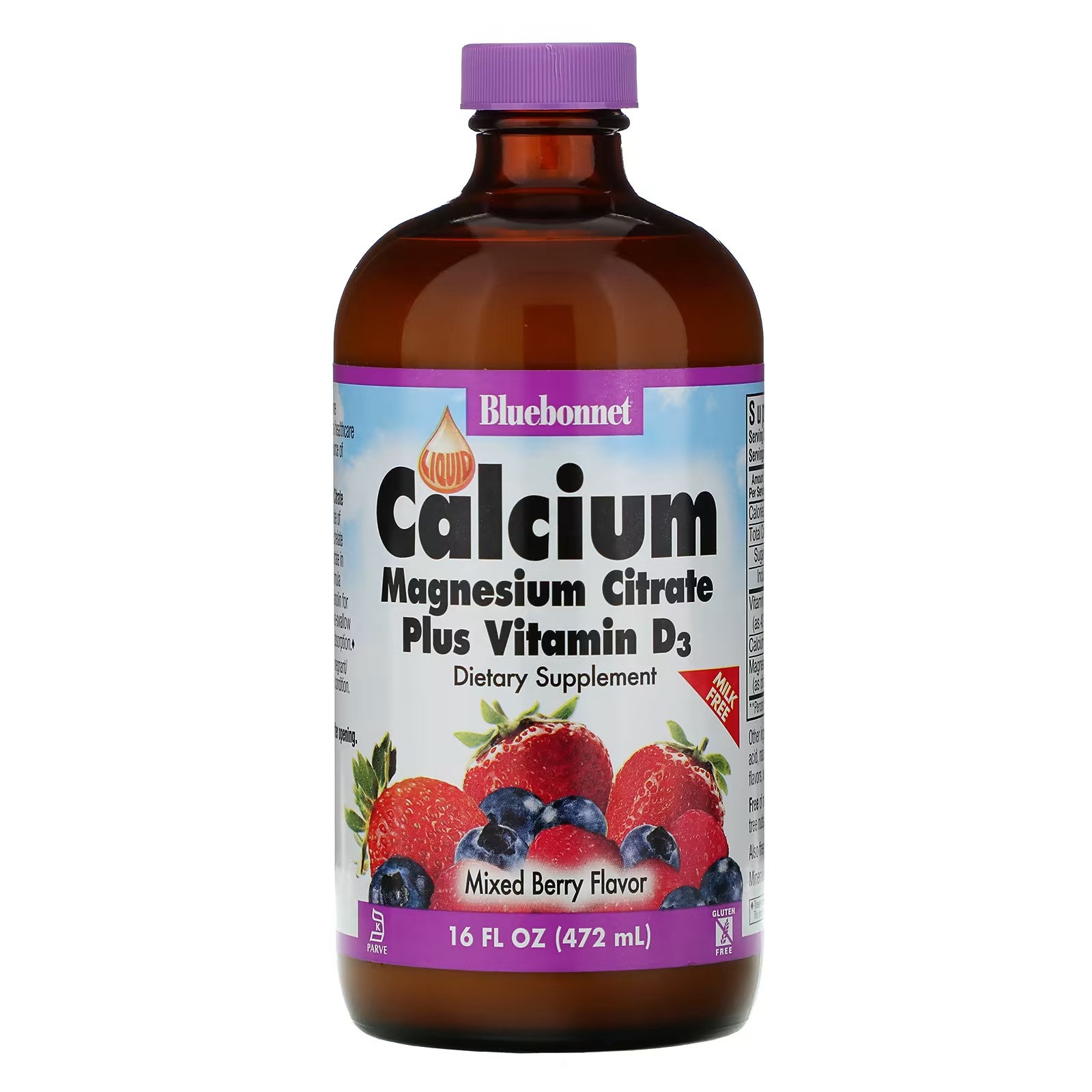 Кальций, магний и витамин D3 Bluebonnet Nutrition ягоды, 472 мл