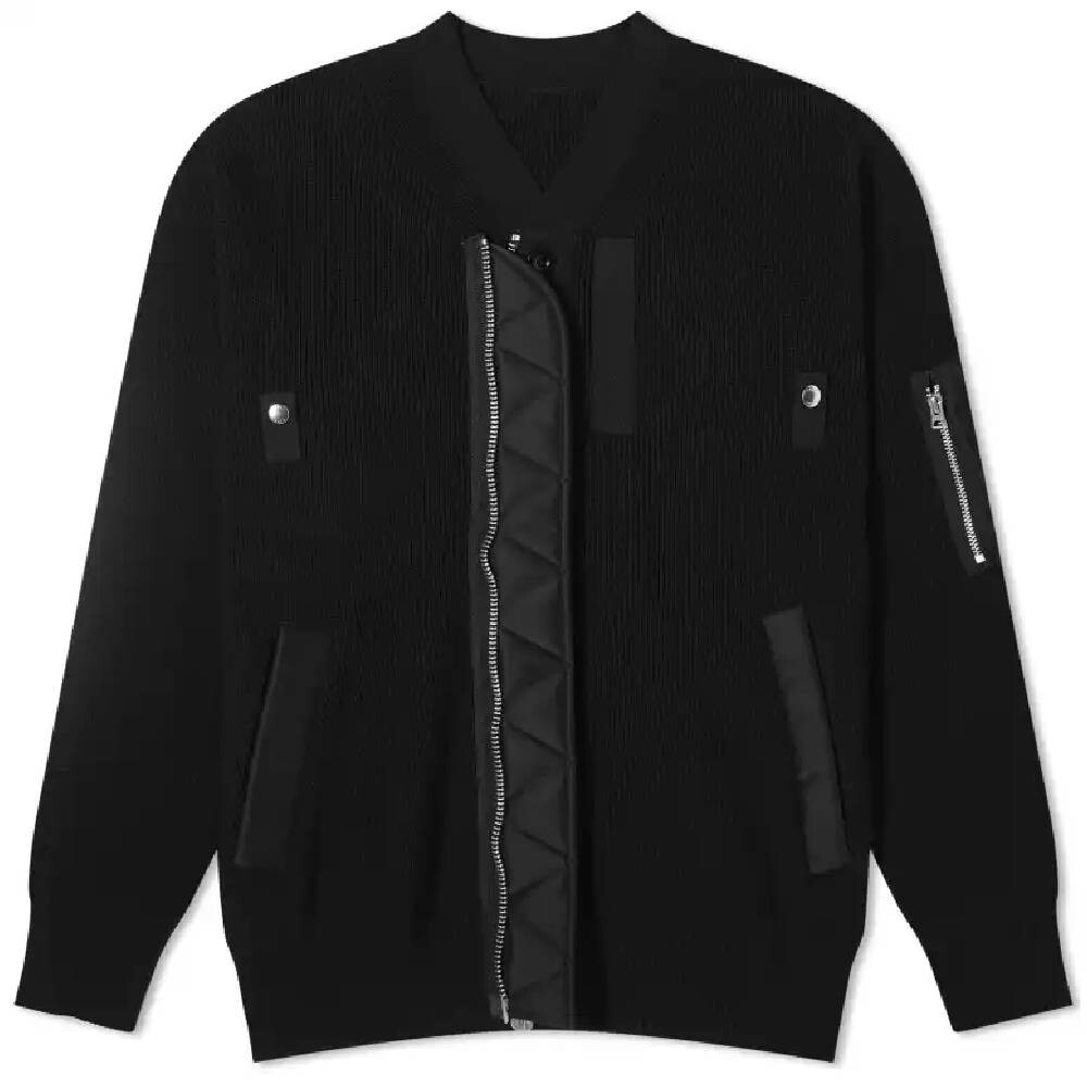 

Кардиган Sacai Nylon Twill X Knit, черный