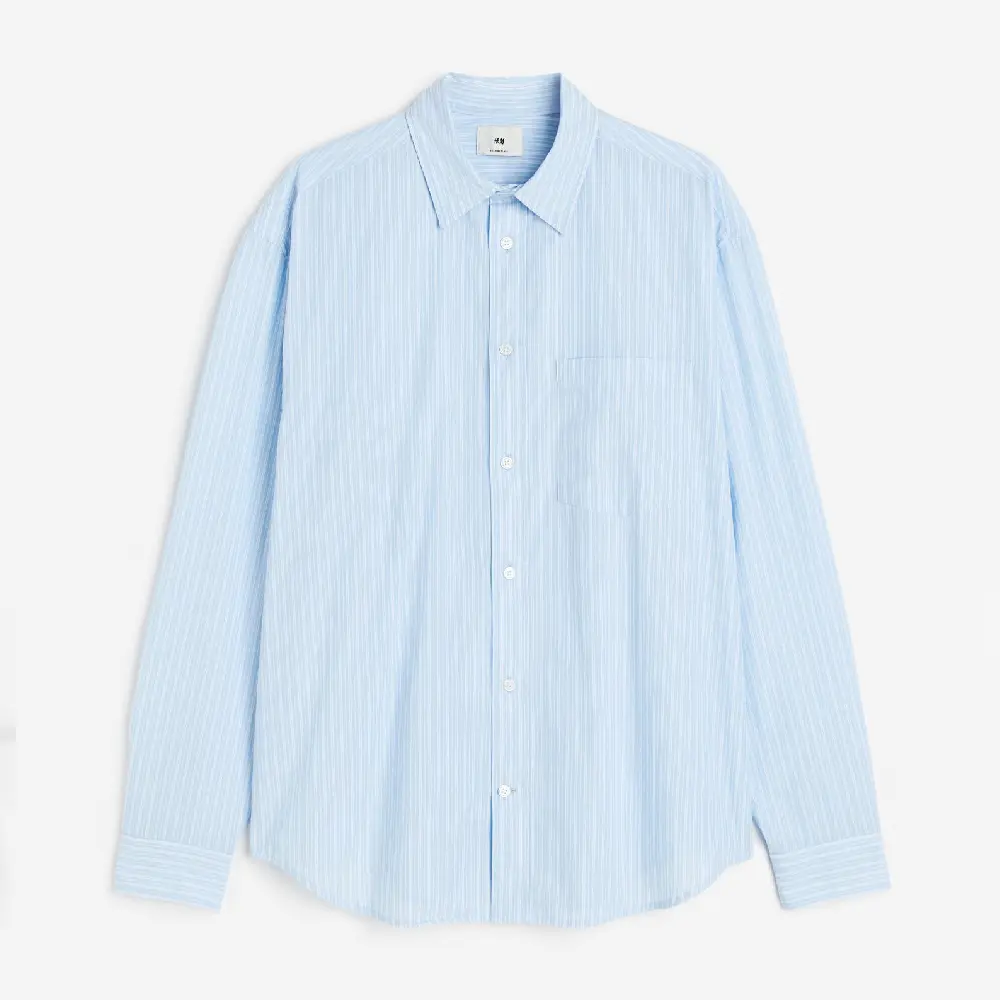 

Рубашка H&M Relaxed Fit Poplin, голубой