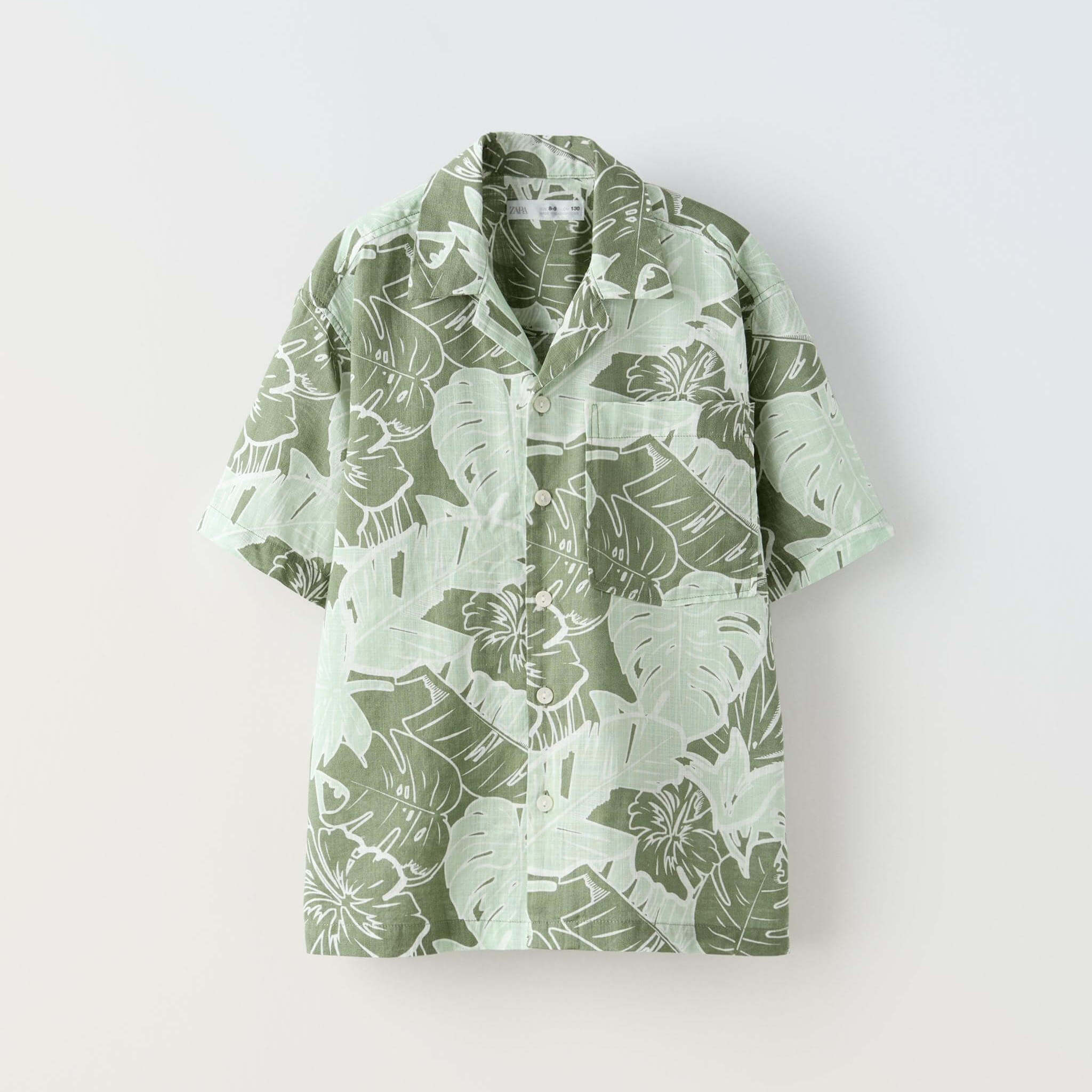 Рубашка Zara Printed, зеленый рубашка zara shiny printed черный