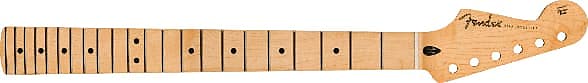 Гриф передней бабки Fender Stratocaster/Strat Reverse, клен, 9,5 дюйма, современная буква C Fender Stratocaster/Strat Reverse Headstock Neck, Maple, 9.5, Modern C