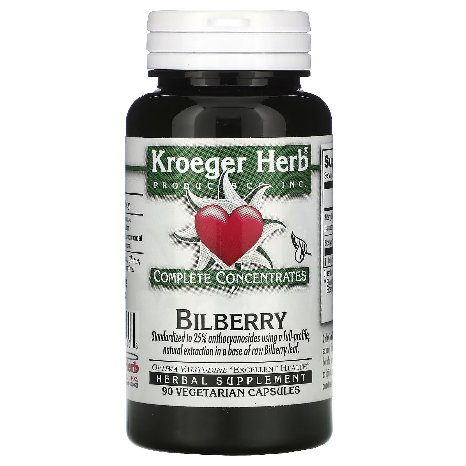 Kroeger Herb Co, Черника, 90 вегетарианских капсул kroeger herb co свежемолотая гвоздика 100 вегетарианских капсул
