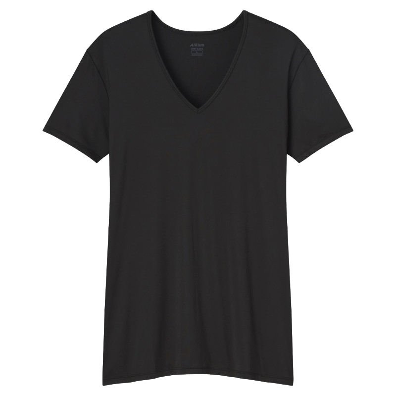 Футболка Uniqlo Airism V Neck, черный футболка uniqlo 100% supima cotton v neck черный