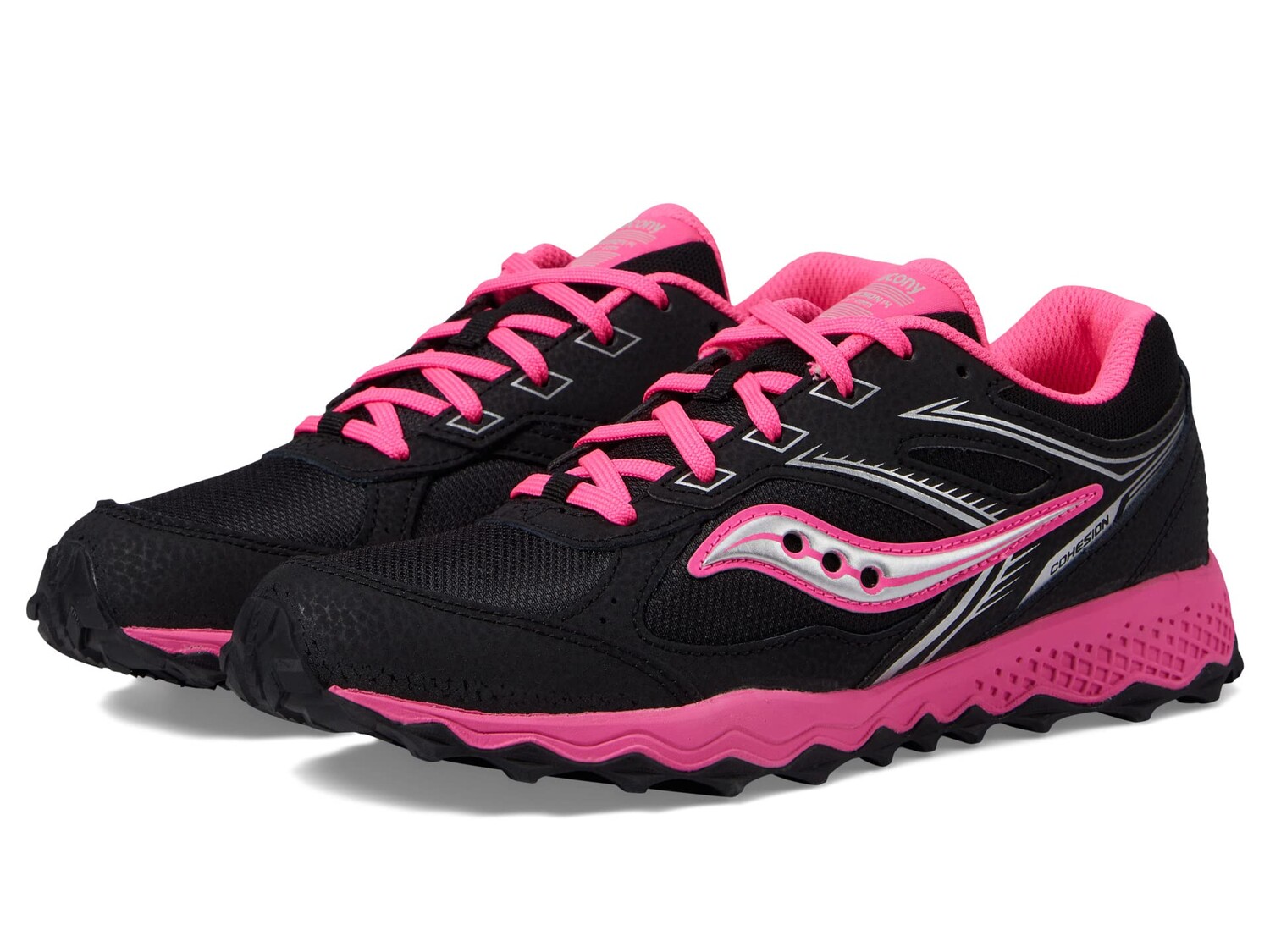 

Кроссовки Saucony Kids Cohesion TR14 LTT (Little Kid/Big Kid), черный/розовый