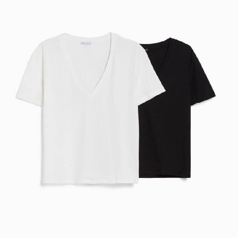 

Комплект футболок Bershka Regular Fit, 2 предмета, черный/белый