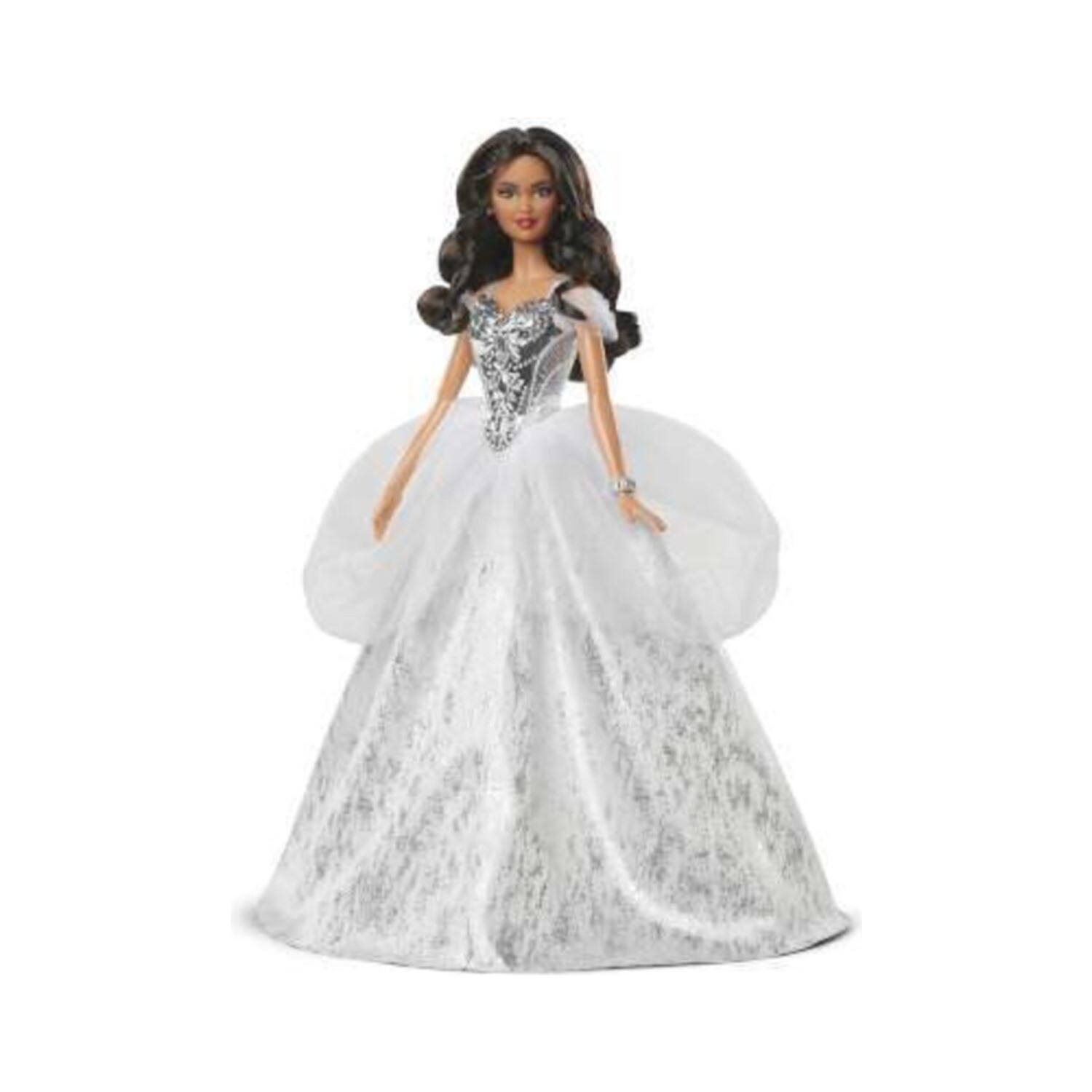 Кукла Barbie Holiday 2021 с черными волнистыми волосами кукла barbie экстра с волнистыми лавандовыми волосами с щеночком hhn10