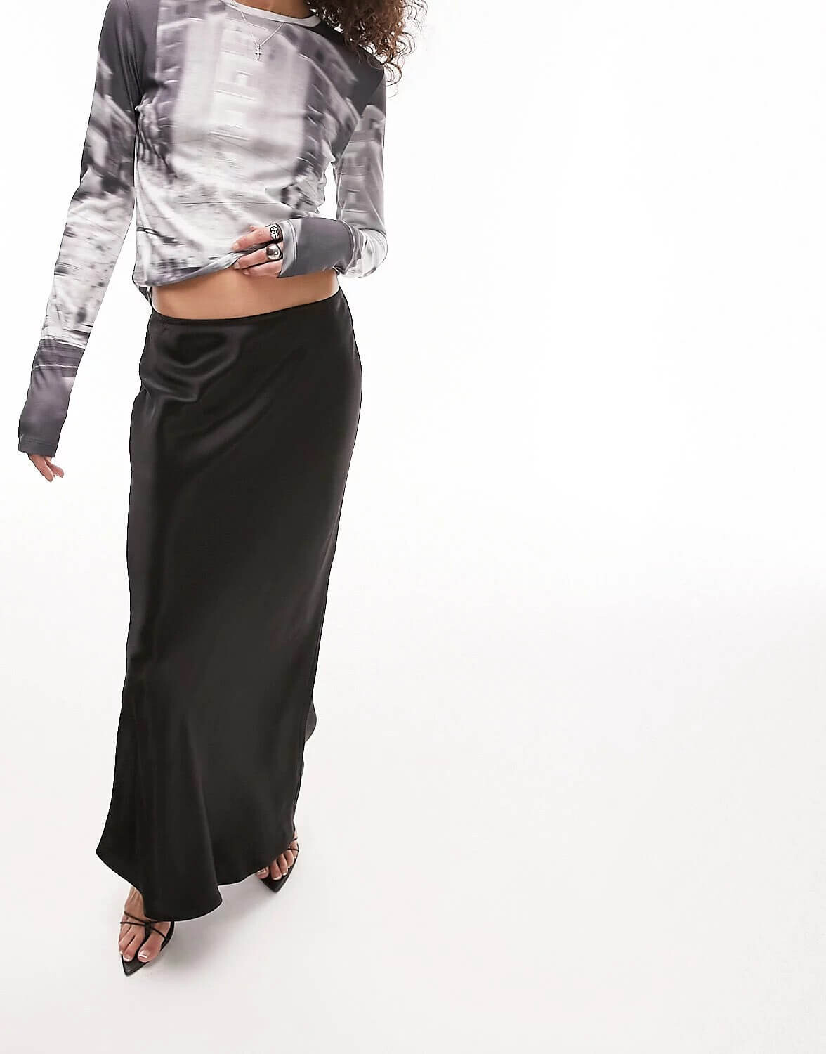 

Юбка Topshop Satin Bias Maxi, черный