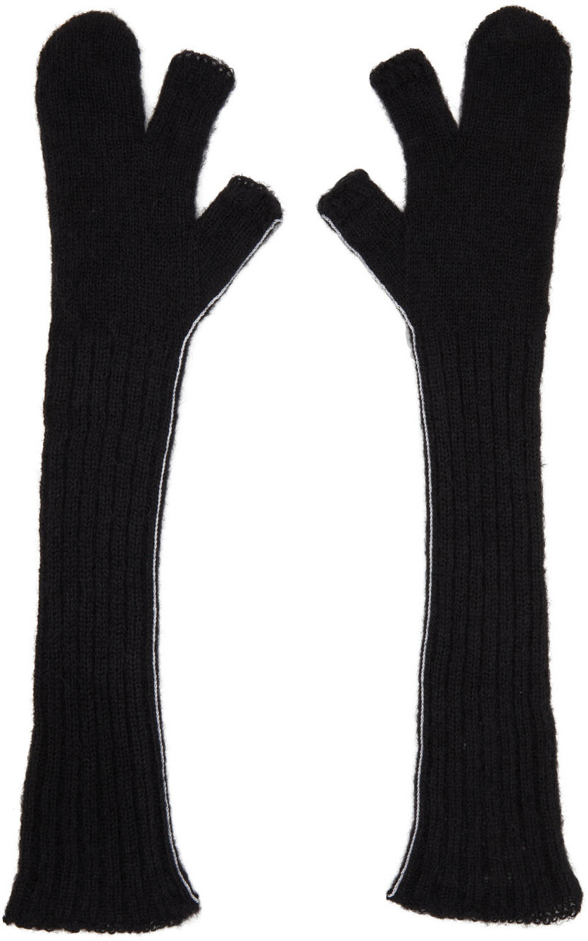 

Черные перчатки из шерсти альпаки MM6 Maison Margiela