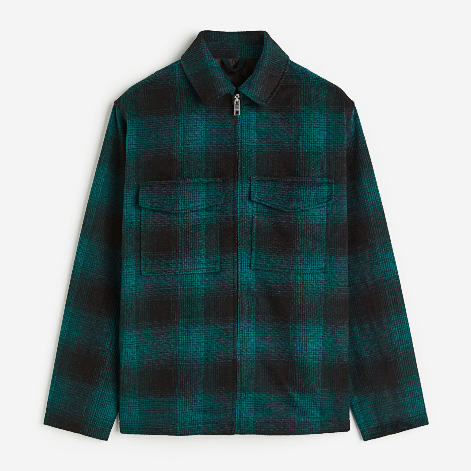 Куртка-рубашка H&M Regular Fit Plaid, бирюзовый