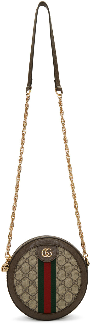 

Бежевая круглая сумка Mini GG Supreme Ophidia Gucci, Бежевый