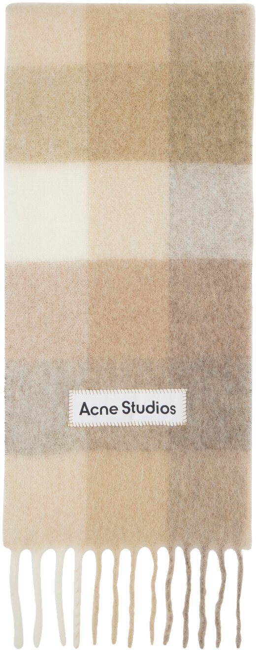 

Бело-бежевый шарф в клетку Acne Studios