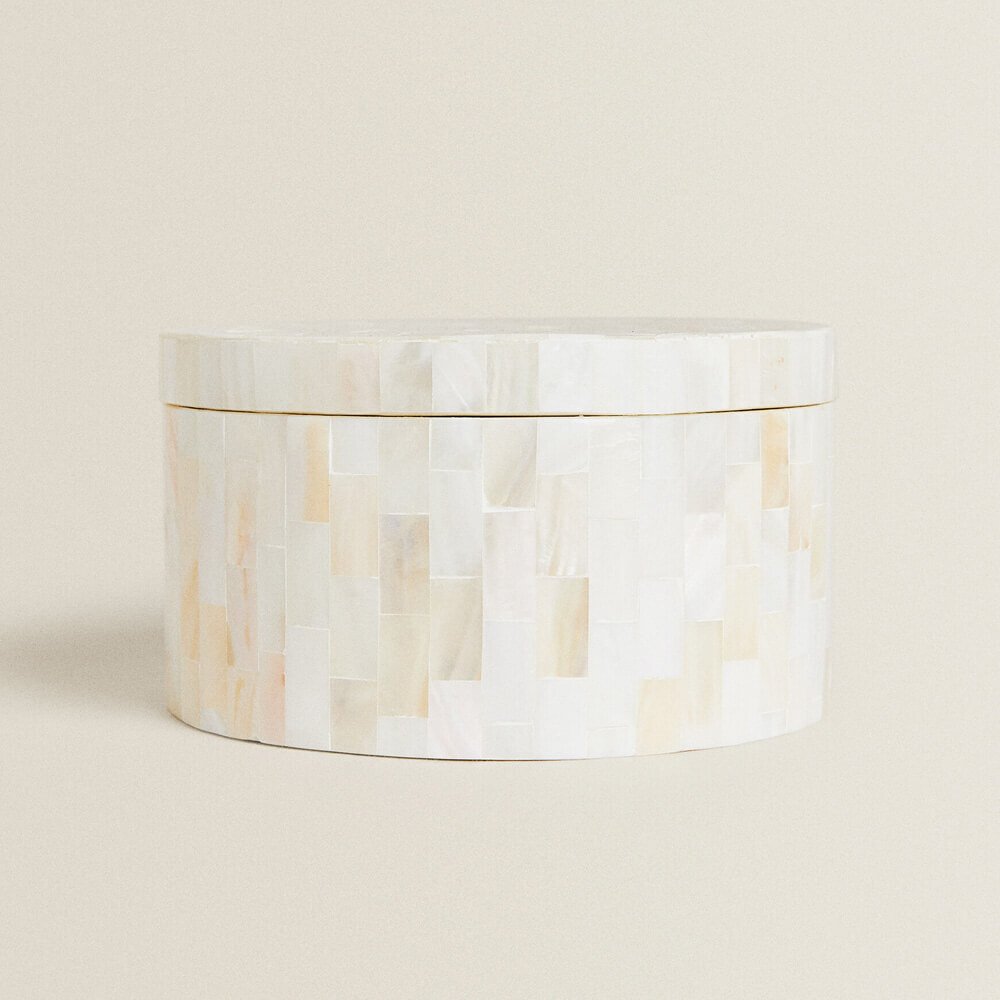 

Баночка с крышкой для хранения Zara Home Large Mother-of-pearl, светло-бежевый