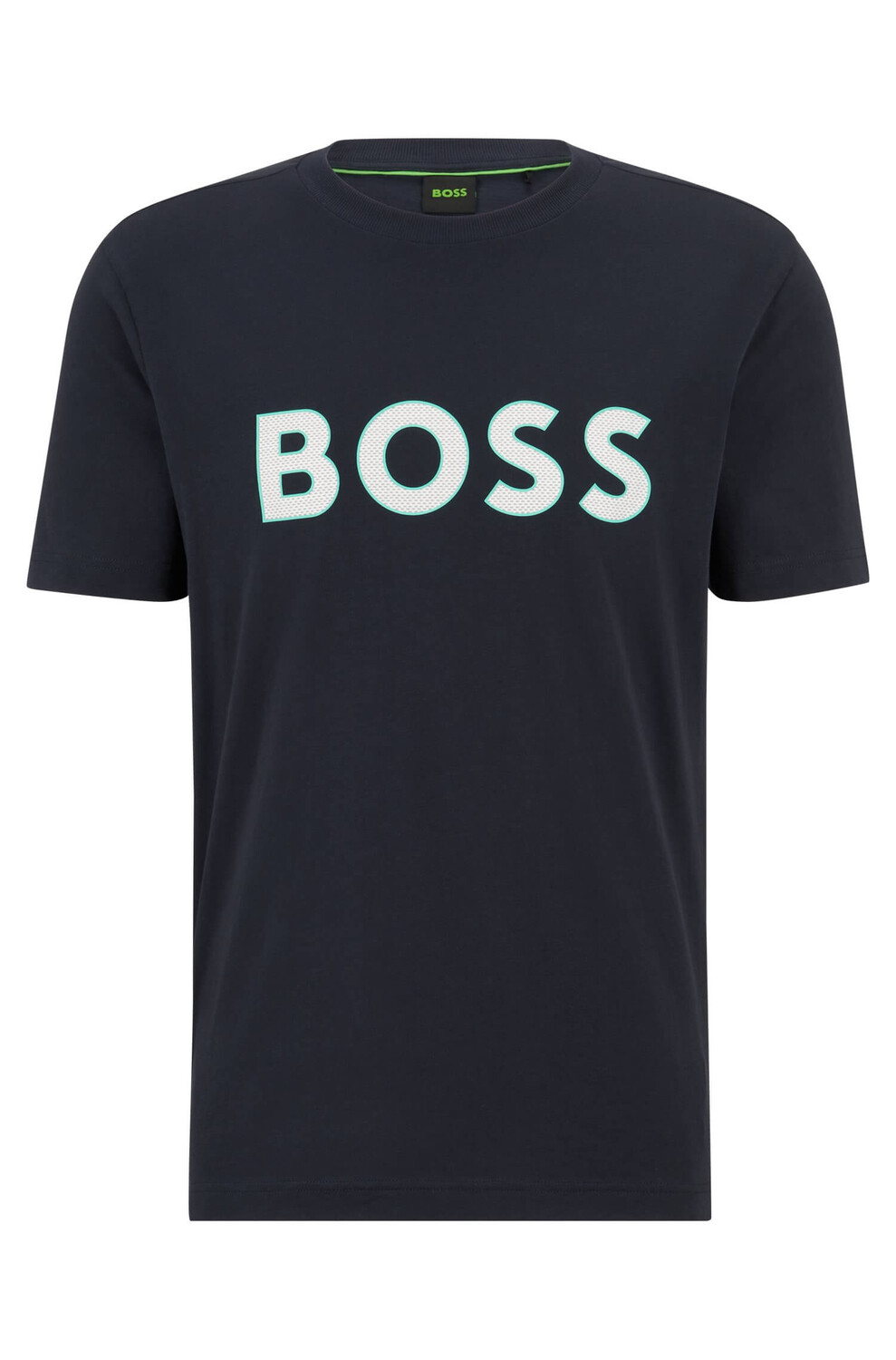 

Футболка Boss Crew-neck In Cotton Jersey With Logo Print, темно-синий