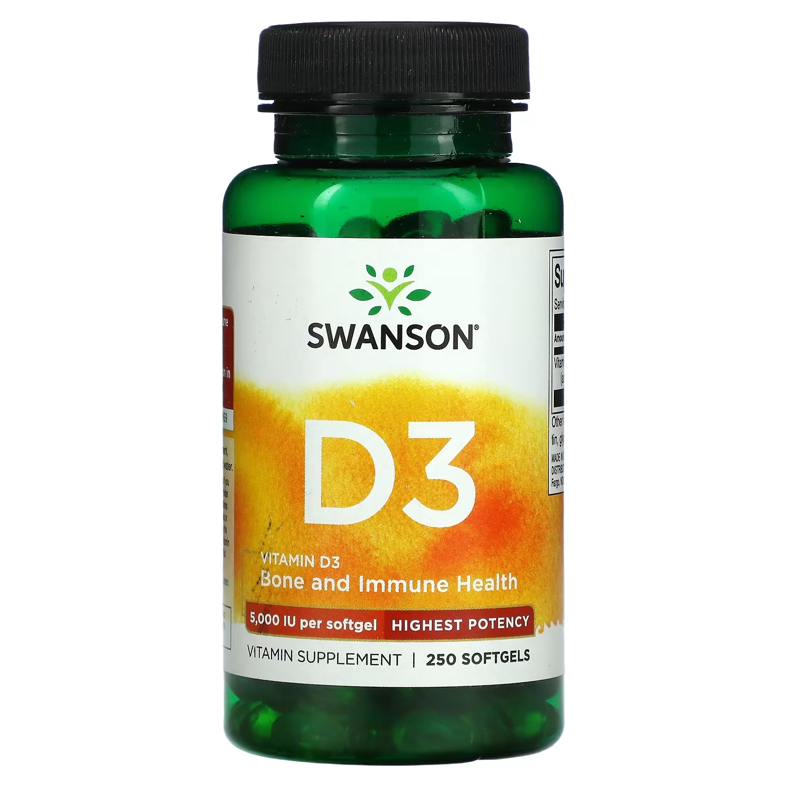 Swanson Витамин D3 для поддержки здоровья и иммунитета высочайшая эффективность 5000 МЕ, 250 мягких таблеток swanson d3 с кокосовым маслом высокая эффективность 2000 ме 60 мягких таблеток