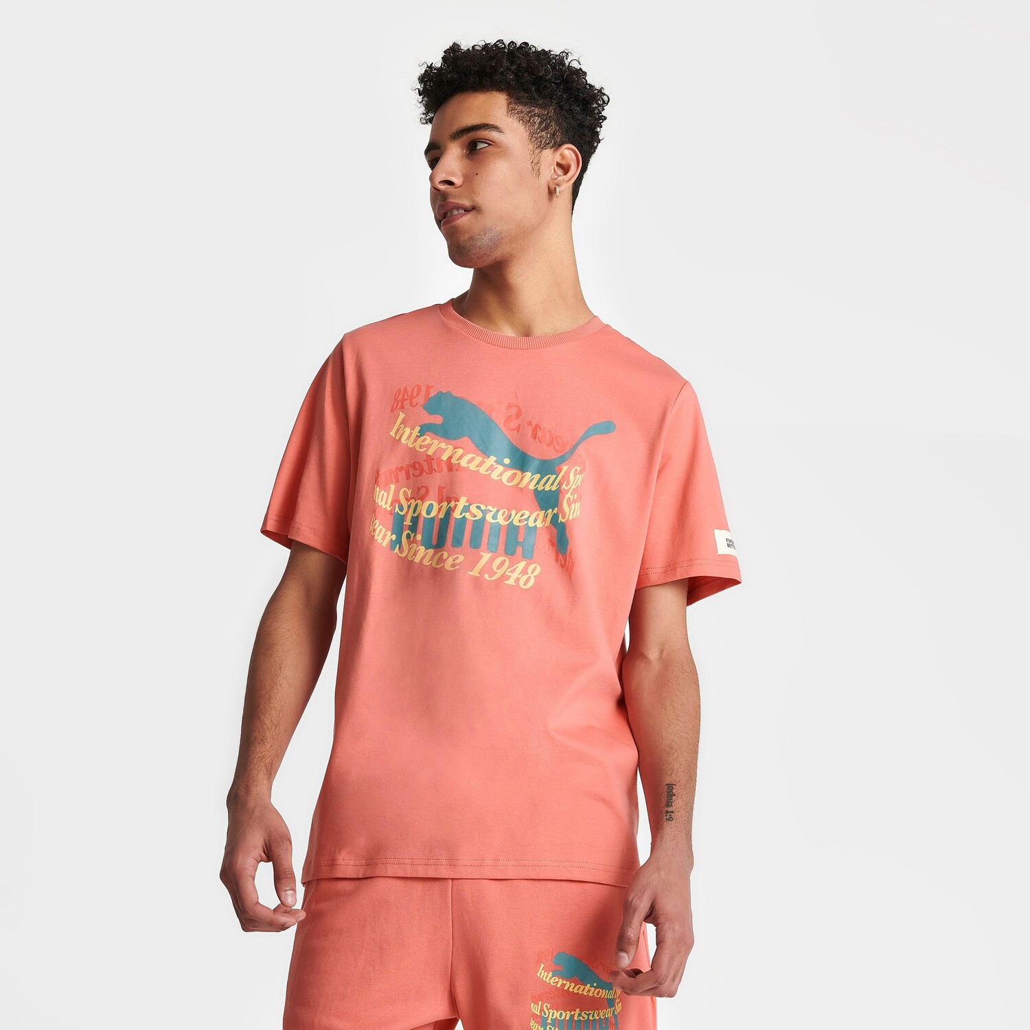 

Мужская футболка с графическим логотипом Puma Sportswear International, розовый