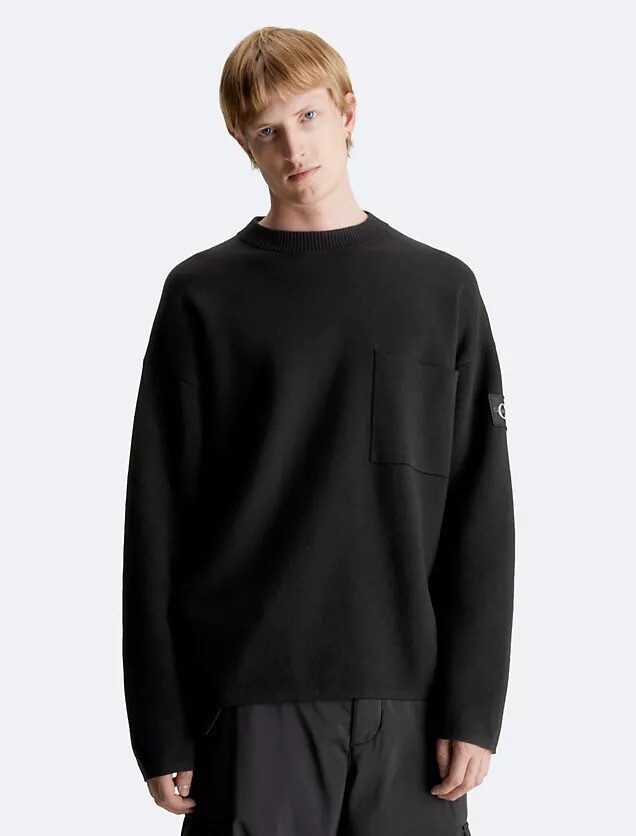 

Свитер Calvin Klein Monogram Logo Relaxed Fit Crewneck, черный