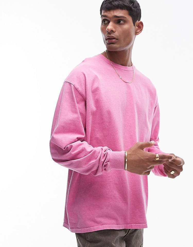 

Лонгслив Topman Vintage Washed, розовый