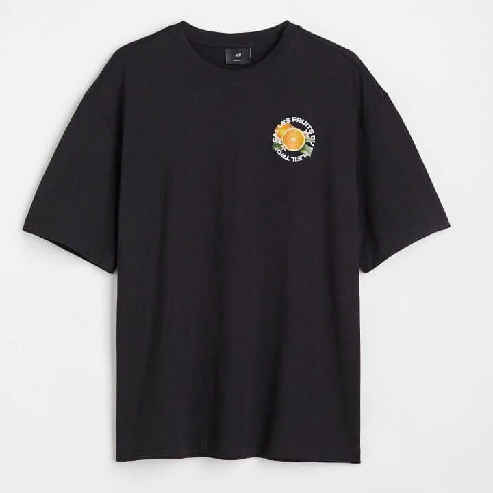 

Футболка с принтом H&M Oranges Relaxed Fit, черный
