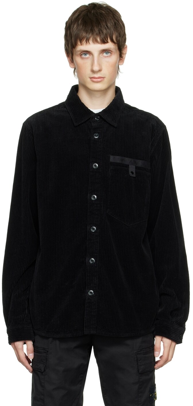 

Черная хлопковая рубашка Stone Island