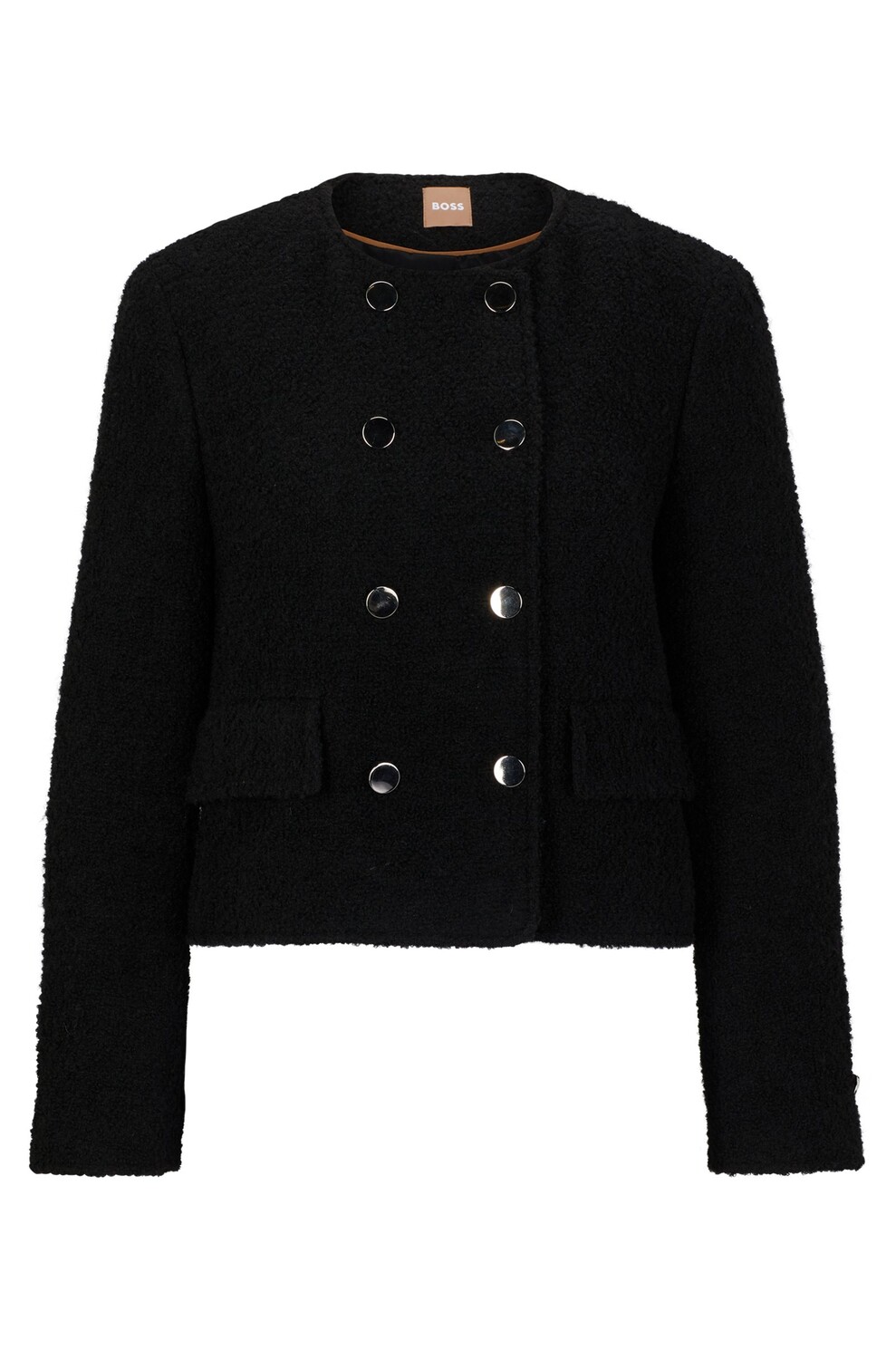 

Пиджак Boss Slim-fit Tweed With Double-breasted Closure, черный