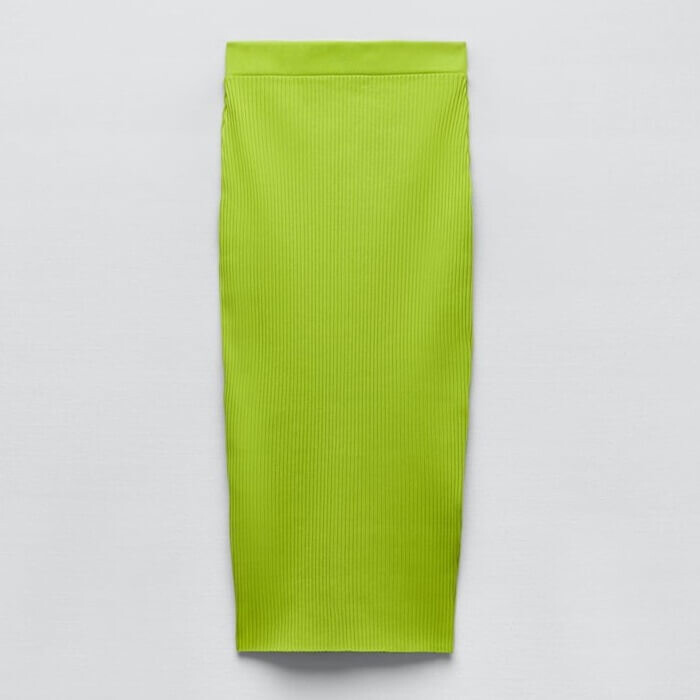 

Юбка Zara Ribbed Midi, лаймовый