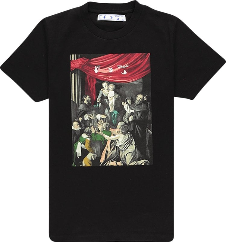 Футболка Off-White Caravaggio Painting Short-Sleeve Slim Tee 'Black', черный - фото